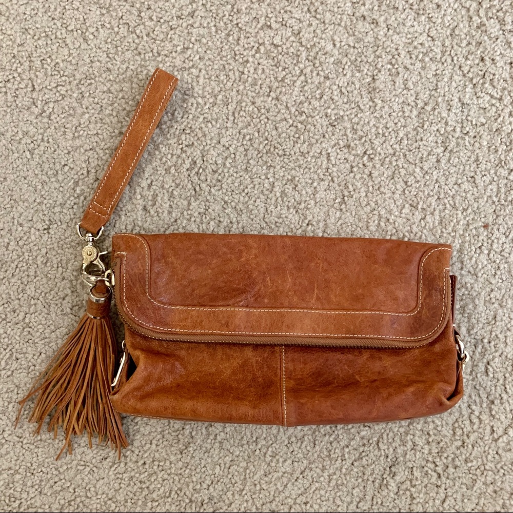 7 For All Mankind Brown Leather Clutch Bag